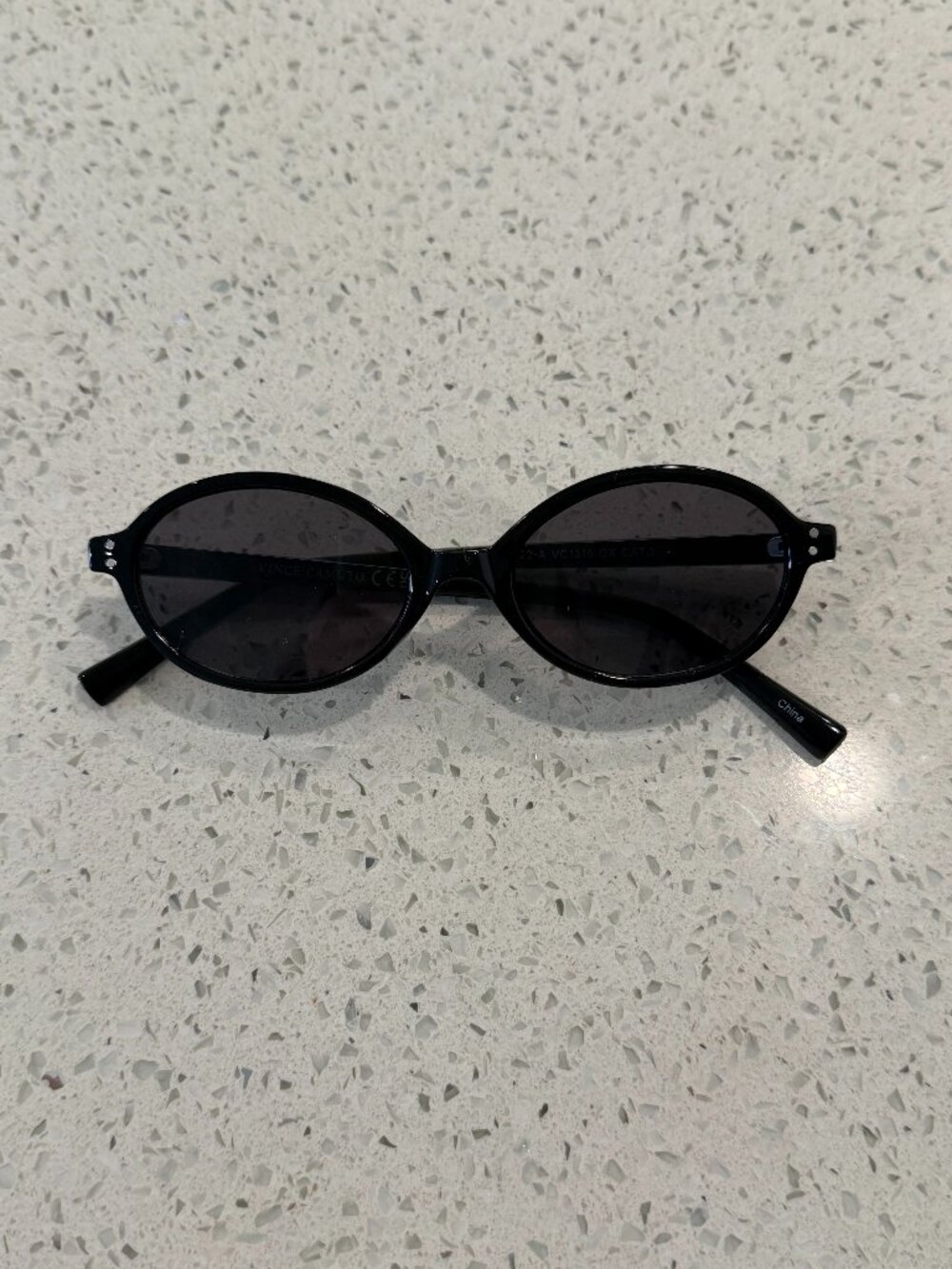 Vince Camuto Black Oval Slim Sunglasses